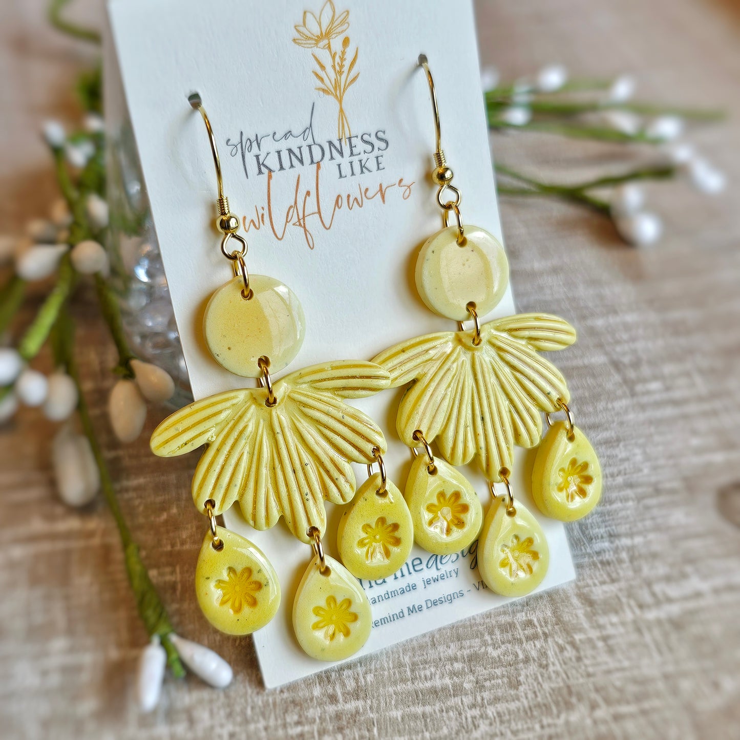 Clay Floral Dangle Earrings
