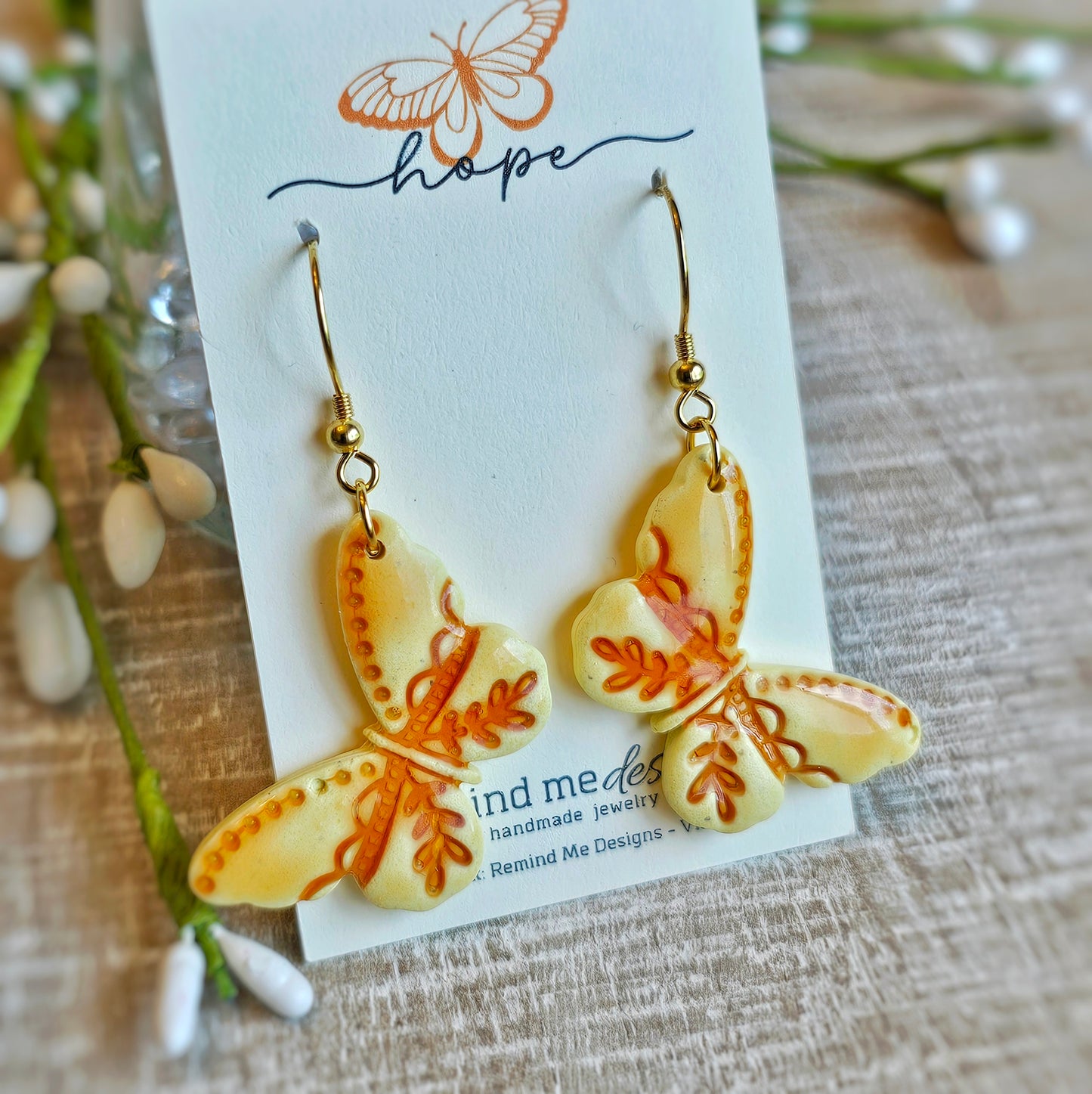 Clay Butterfly Dangle Earrings