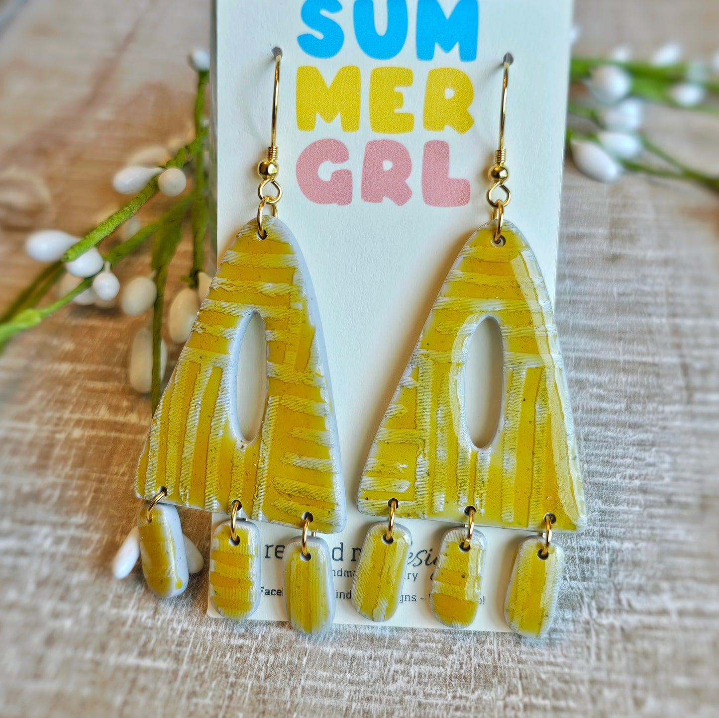 Clay Floral Dangle Earrings