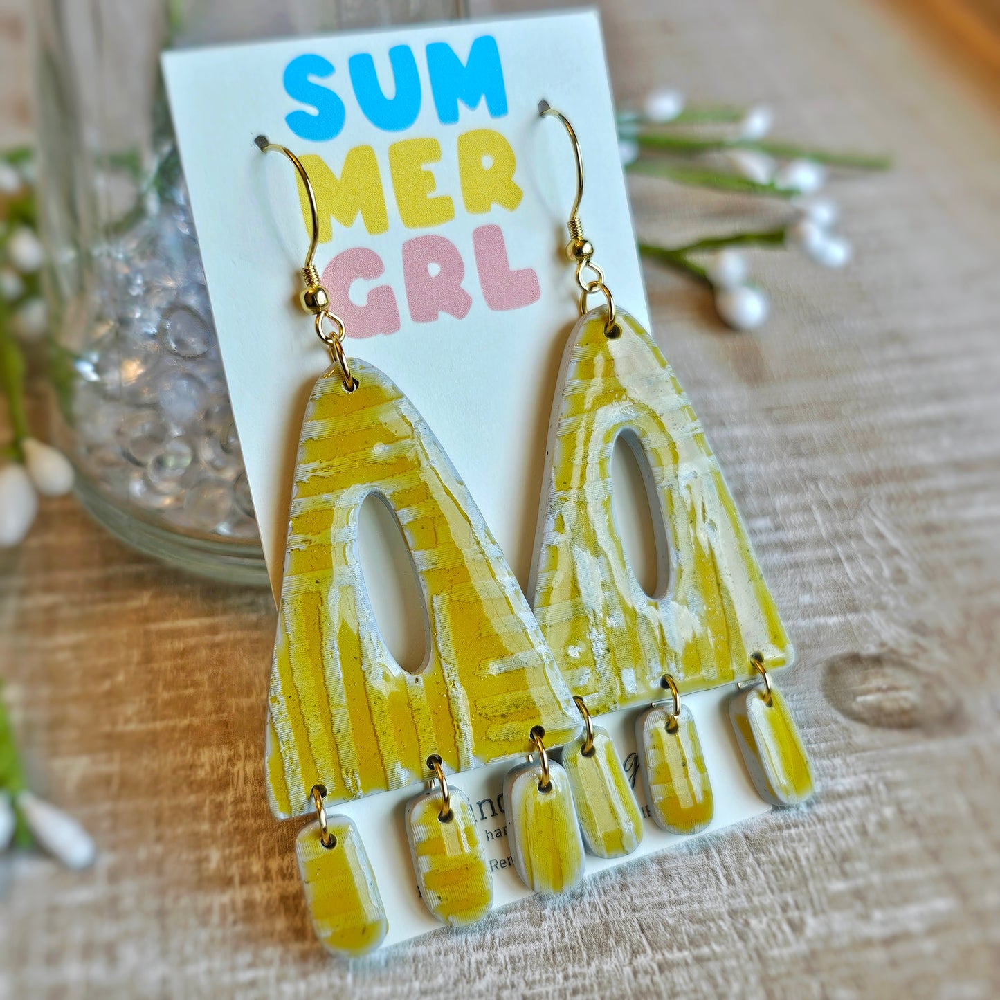 Clay Floral Dangle Earrings