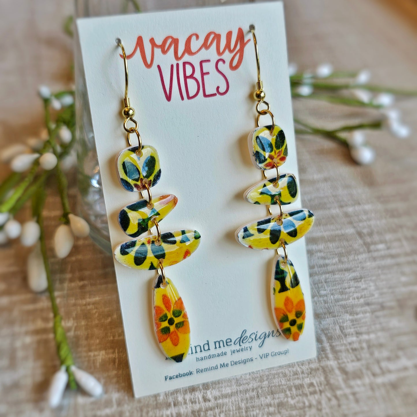 Clay Floral Dangle Earrings