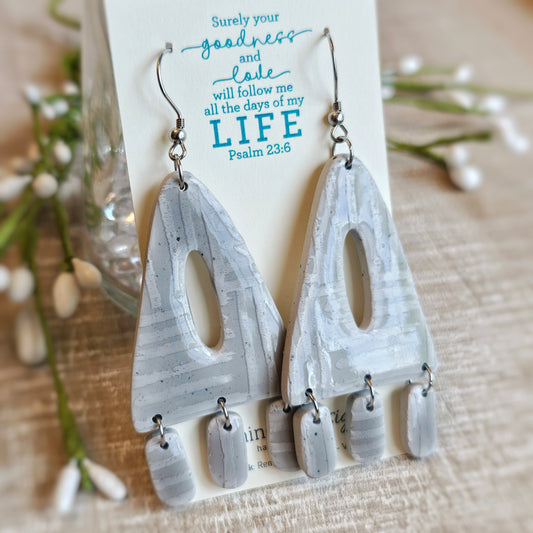 Gray Clay Dangle Earrings