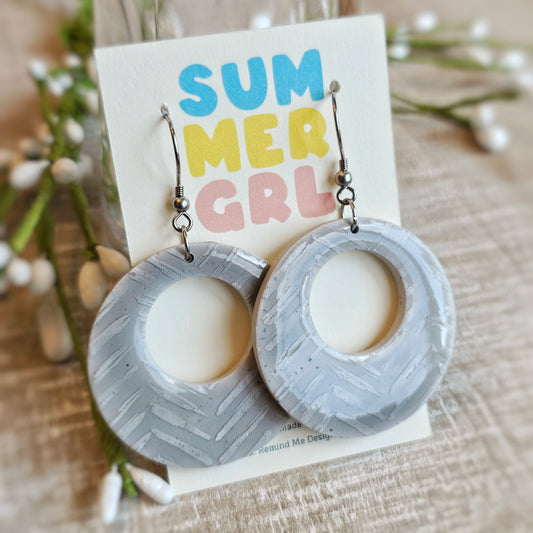 Gray Clay Dangle Earrings