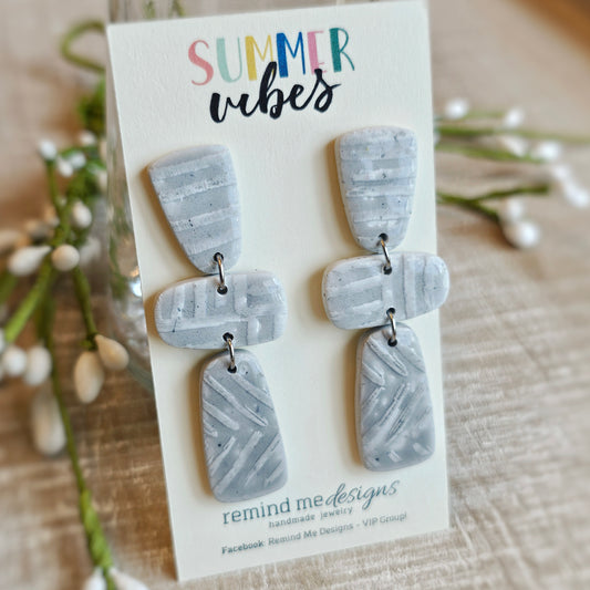 Gray Clay Dangle Earrings