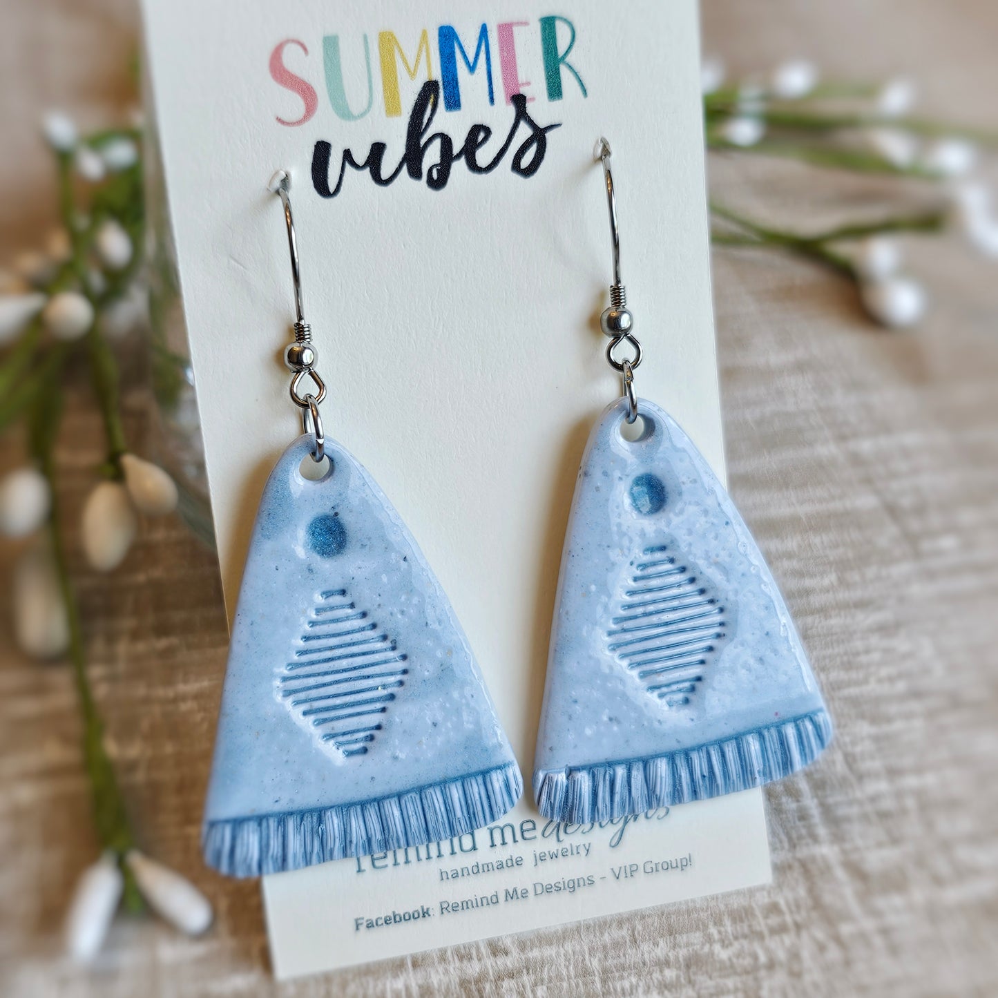 Blue Clay Dangle Earrings