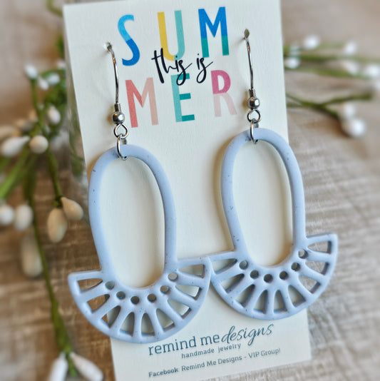 Blue Boho Clay Dangle Earrings