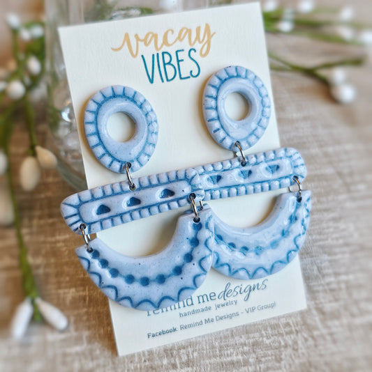 Blue Clay Dangle Earrings