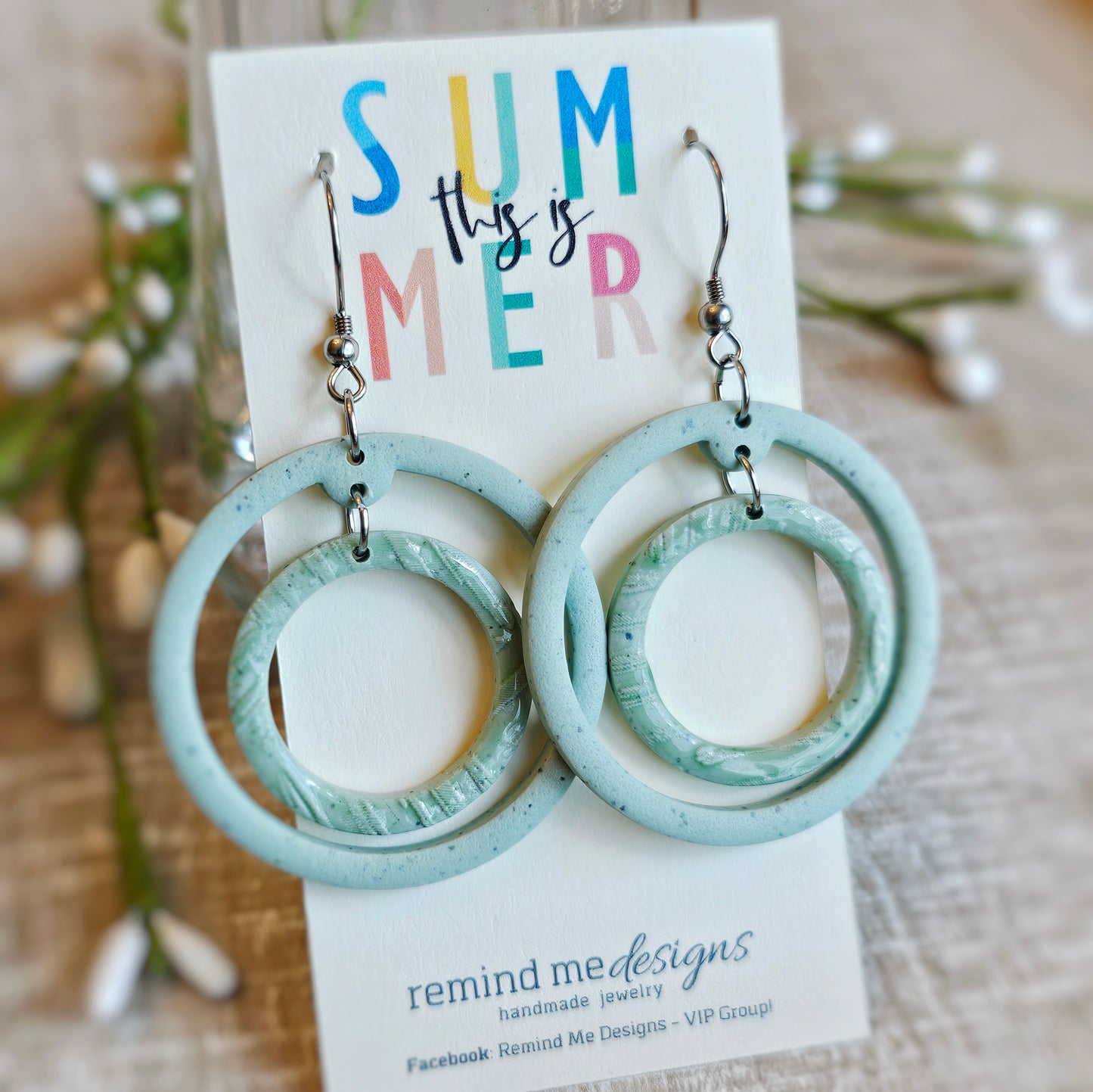 Green Clay Dangle Earrings