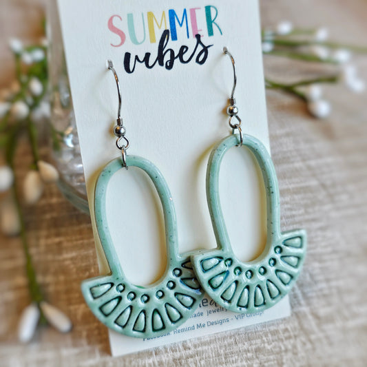 Green Clay Dangle Earrings