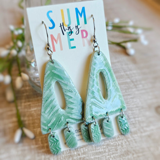 Green Clay Dangle Earrings