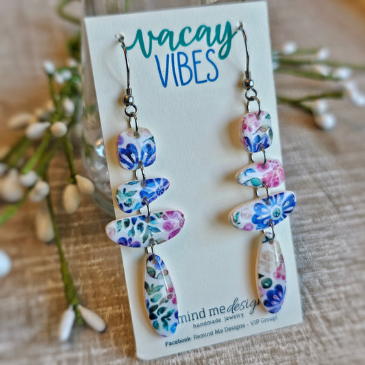Colorful Floral Clay Dangle Earrings