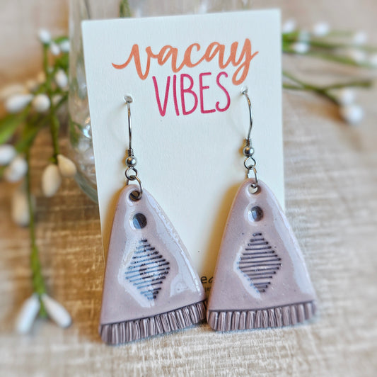 Purple Clay Dangle Earrings