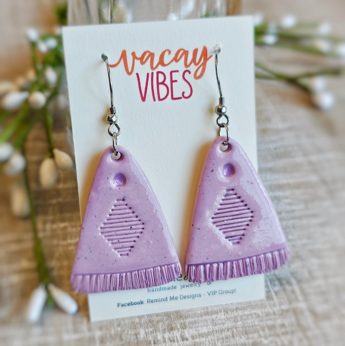 Purple Clay Dangle Earrings