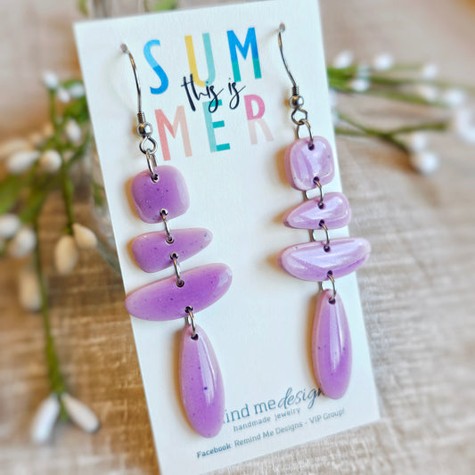 Purple Stones Clay Dangle Earrings