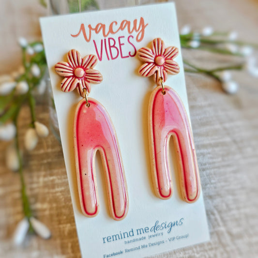 Flower Arch Clay Dangle Earrings