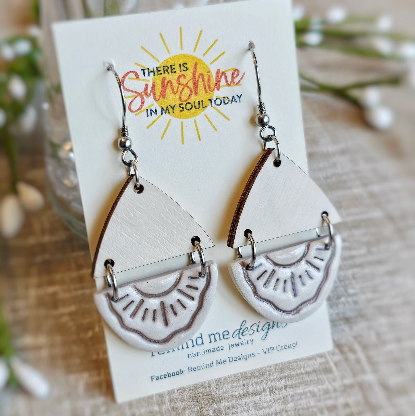 Sun Pattern Clay Dangle Earrings