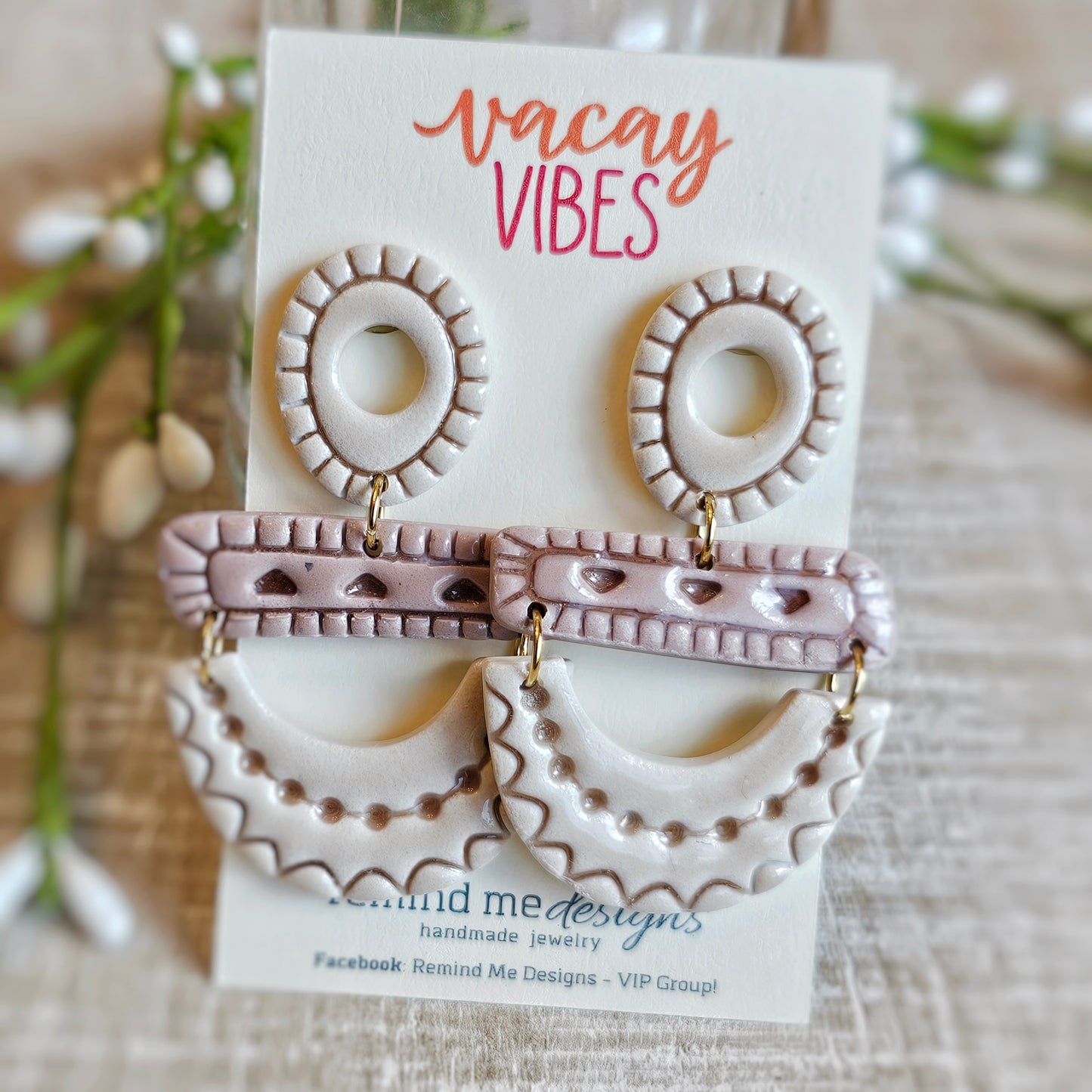Boho Clay Dangle Earrings
