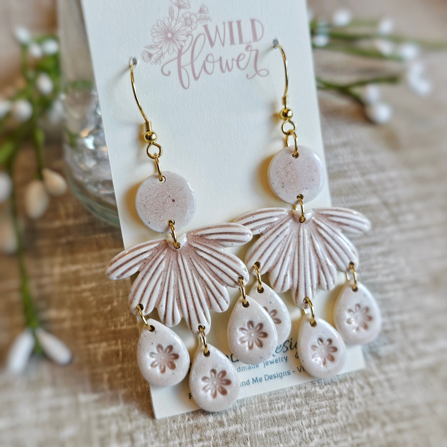 Floral Clay Dangle Earrings