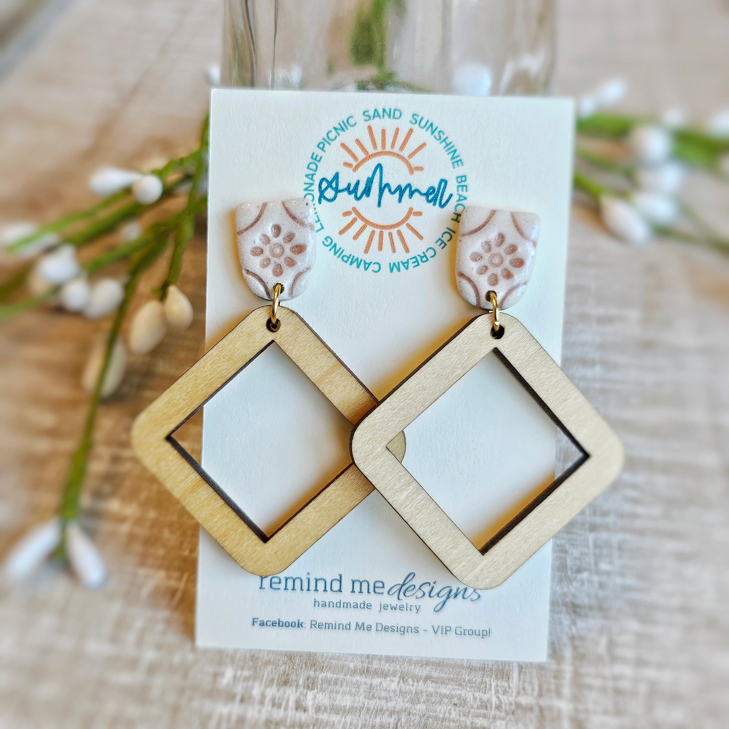 Floral Clay Dangle Earrings