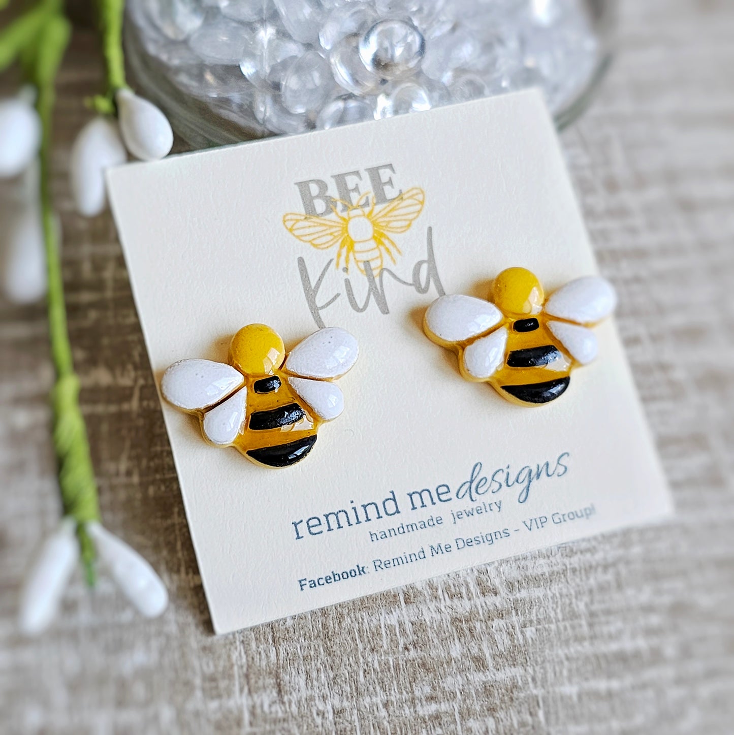 Bee Clay Stud Earrings