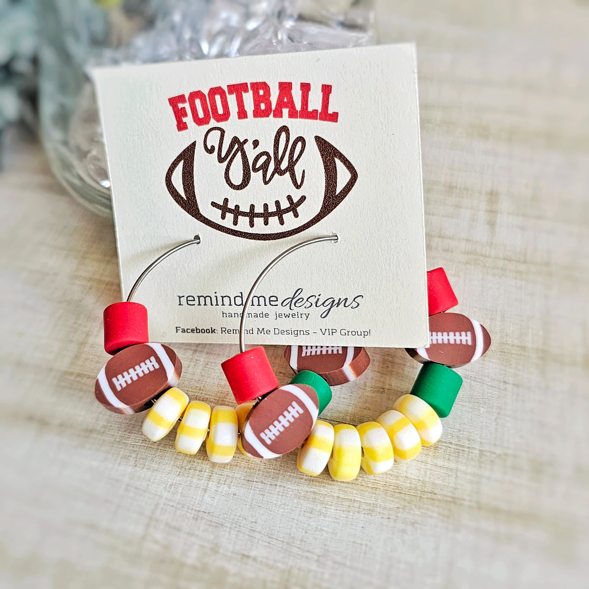 Nebraska Football Beaded Hoop Earrings