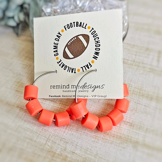 Orange Clay Beaded Hoop Earrings