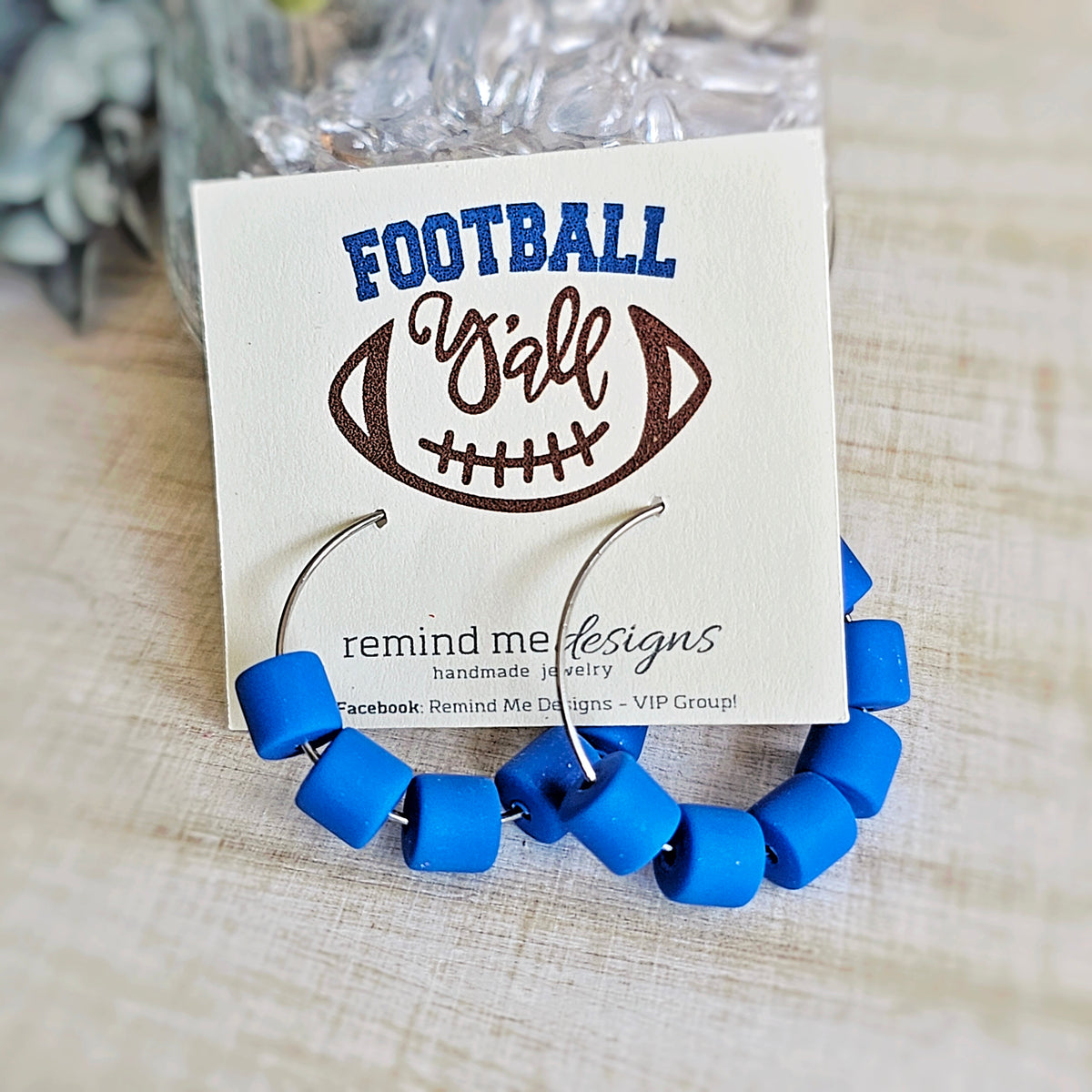 Royal Blue Clay Beaded Hoop Earrings