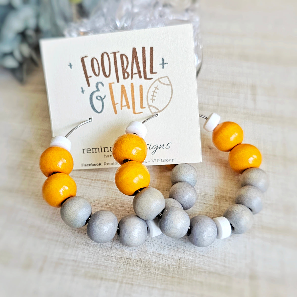 Yellow Wooden Bead Hoop Earrings