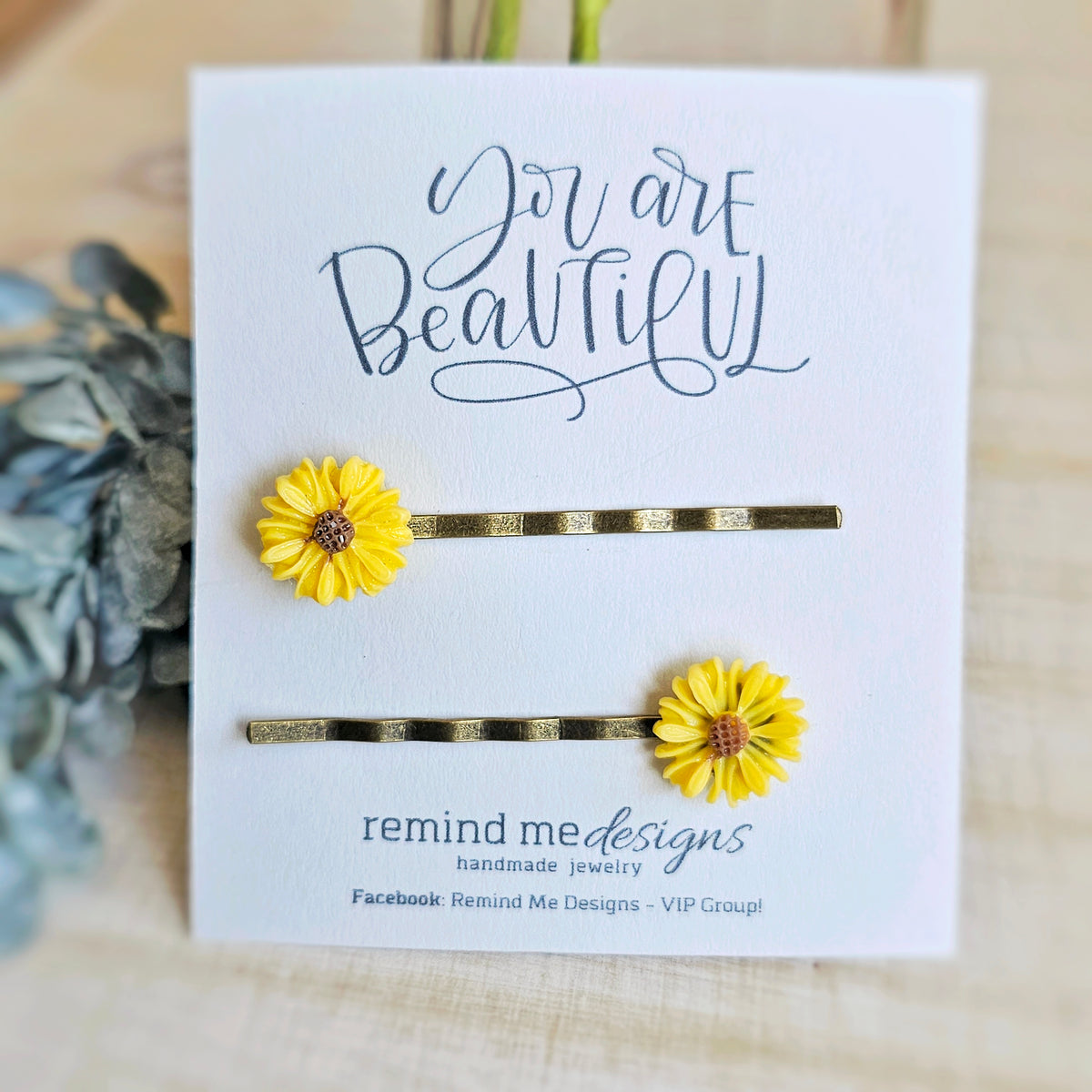 Yellow Sunflower Floral Bobby Pins