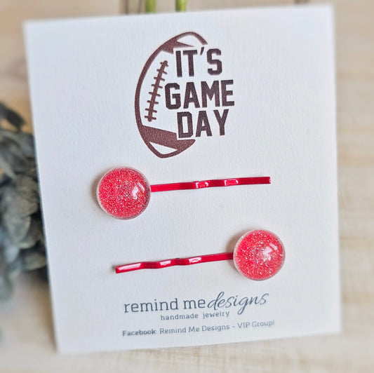 Red Glitter Bobby Pins