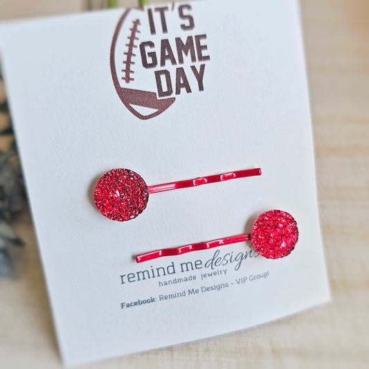 Red Druzy Bobby Pins