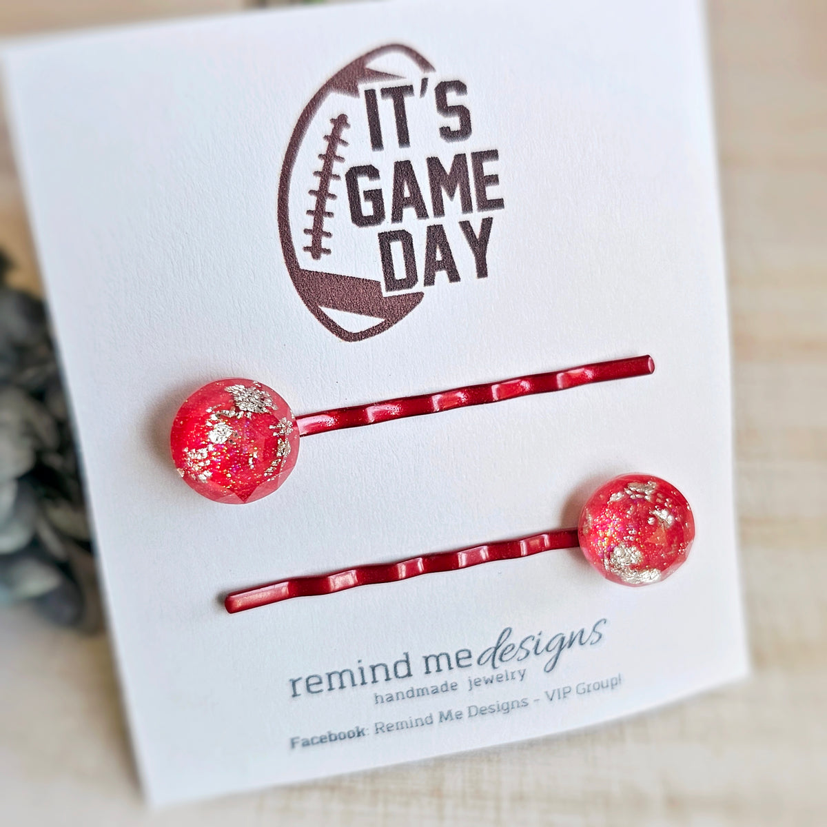 Red and Silver Bobby Pins