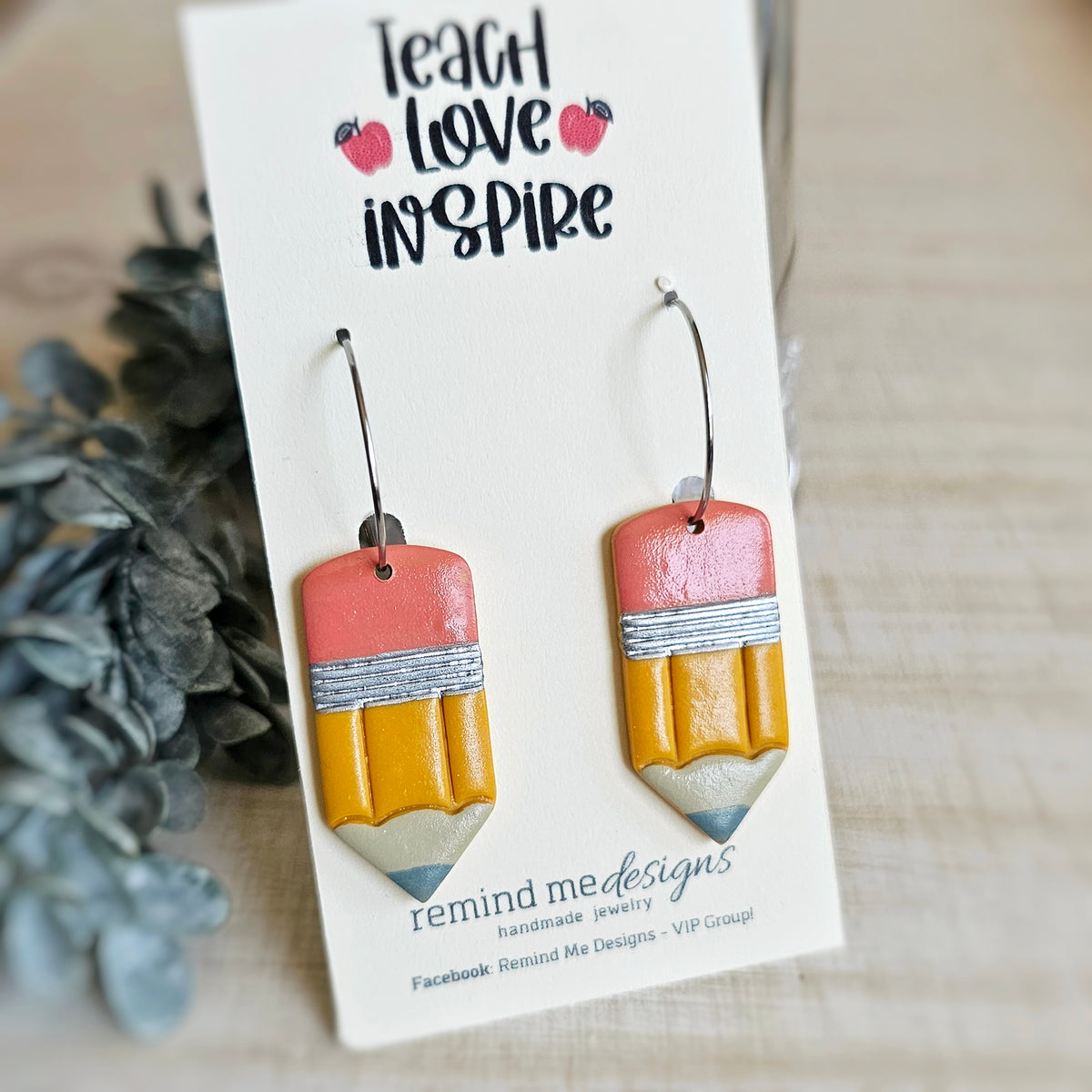 Pencil Polymer Clay Dangle Earrings