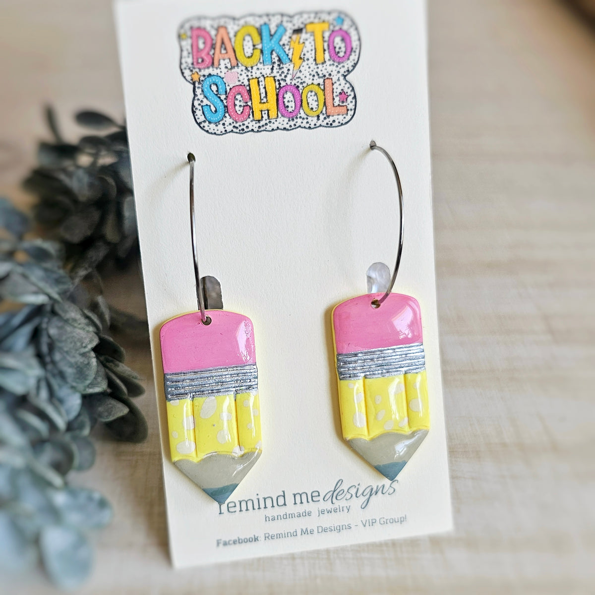 Pencil Polymer Clay Dangle Earrings