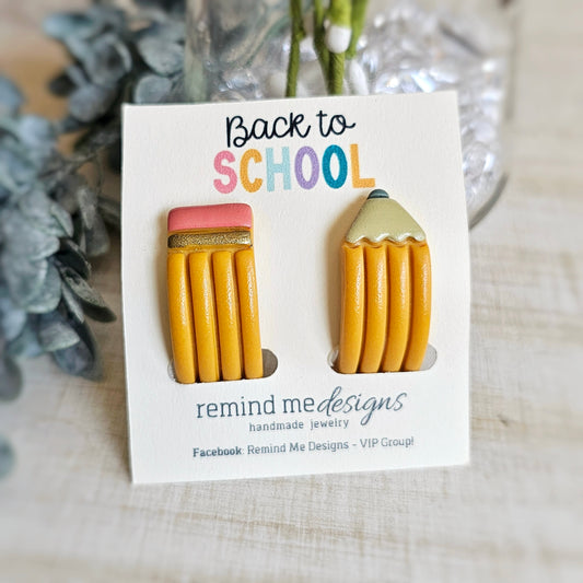 Pencil Ear Huggie Clay Hoop Stud Earrings
