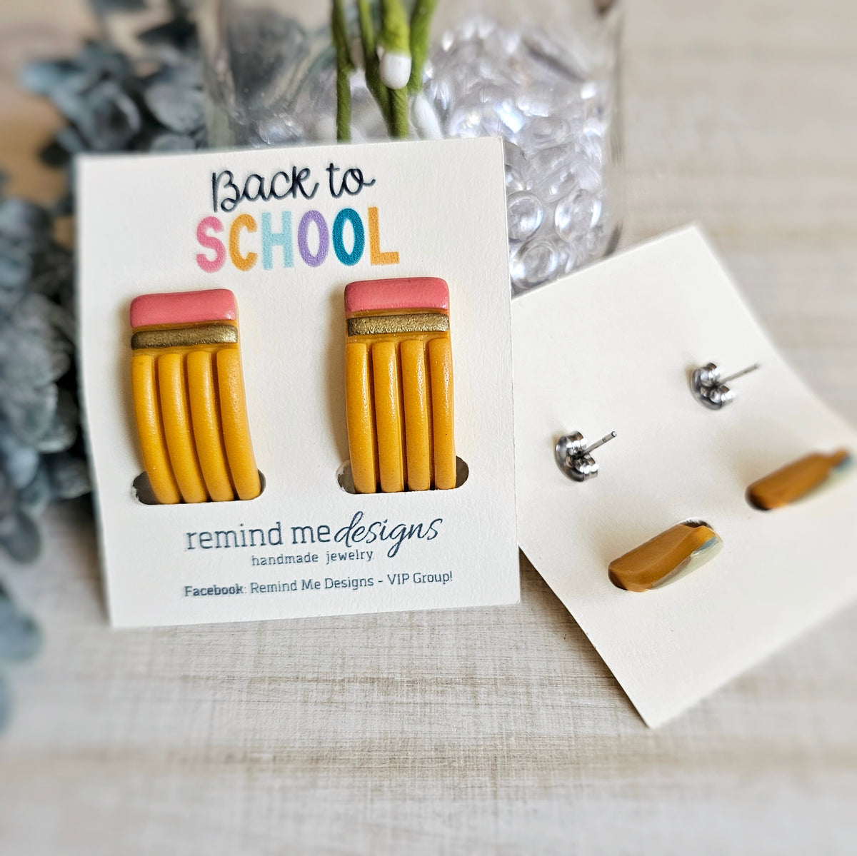 Pencil Ear Huggie Clay Hoop Stud Earrings
