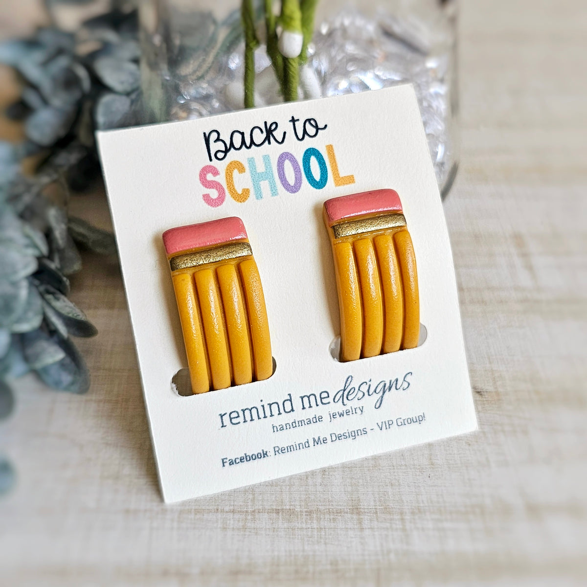 Pencil Ear Huggie Clay Hoop Stud Earrings