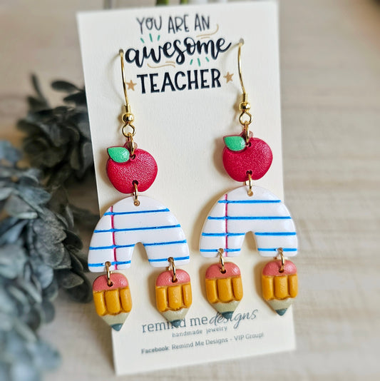Apple Pencil and Notebook Clay Dangles