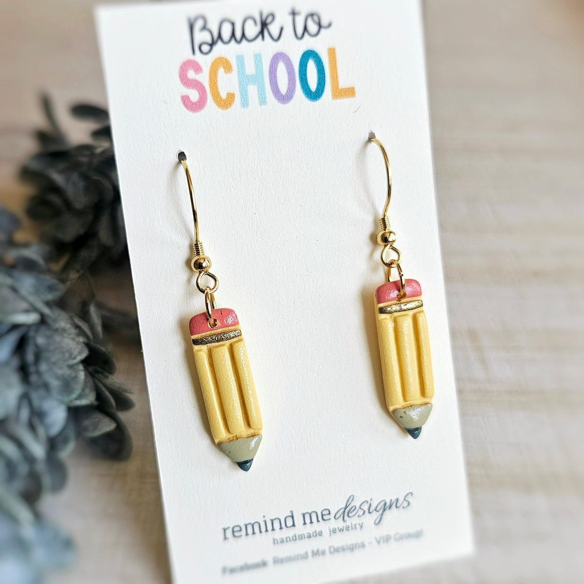 Pencil Polymer Clay Dangle Earrings