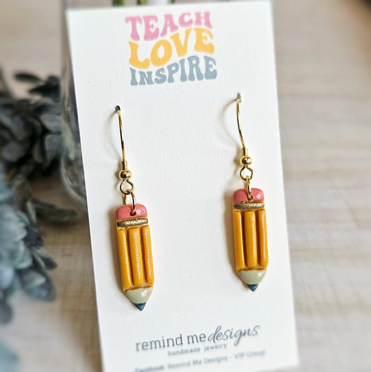 Pencil Polymer Clay Dangle Earrings