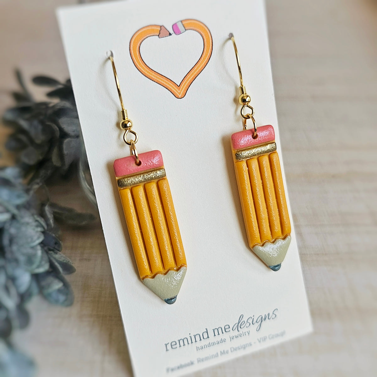 Pencil Polymer Clay Dangle Earrings