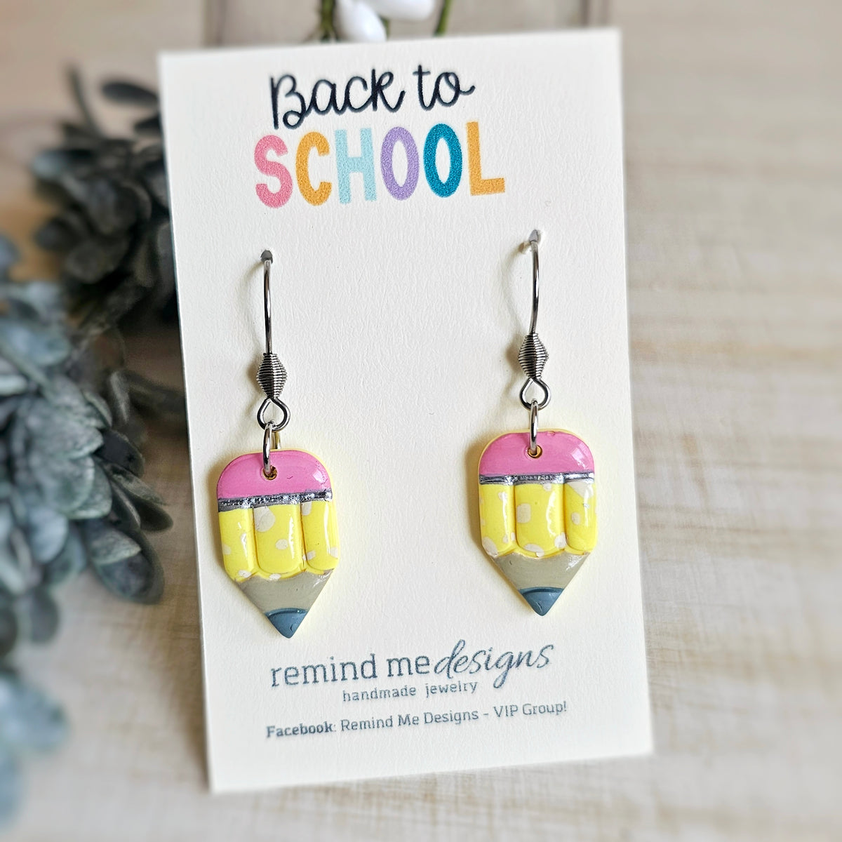 Pencil Polymer Clay Dangle Earrings