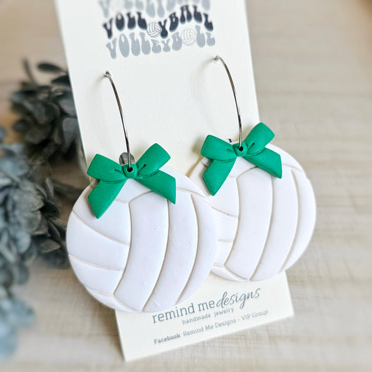 **MADE TO ORDER** Volleyball with Bows Clay Dangles