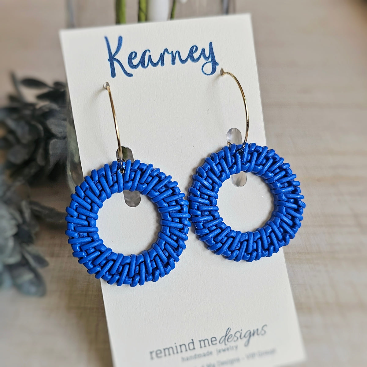 Blue Rattan Clay Dangle Earrings