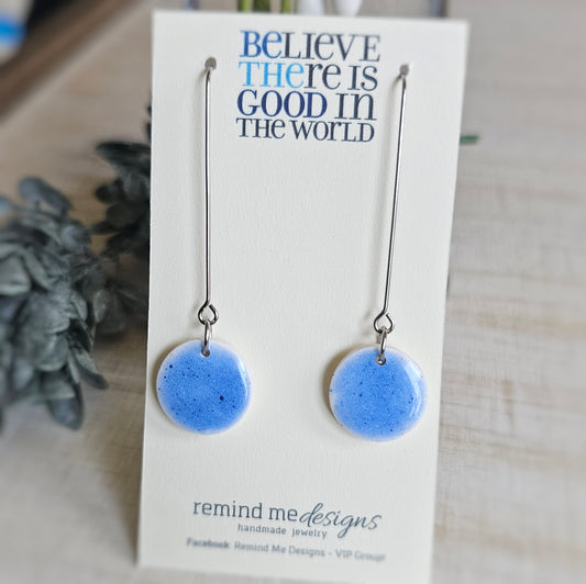 Dusty Blue Clay Dangle Earrings