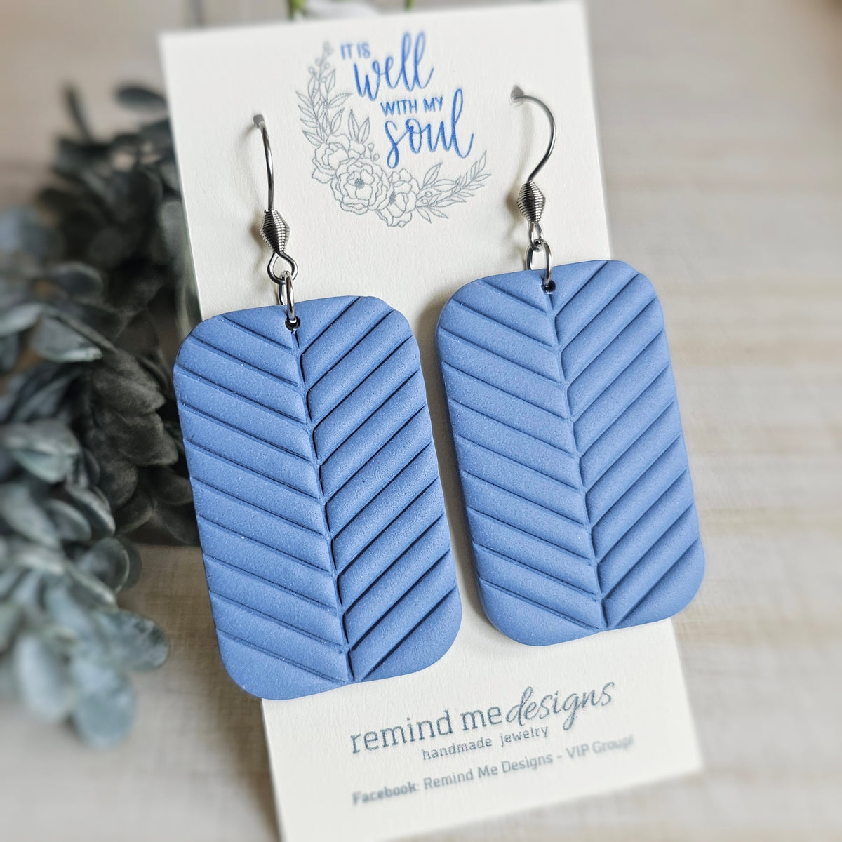 Dusty Blue Clay Dangle Earrings