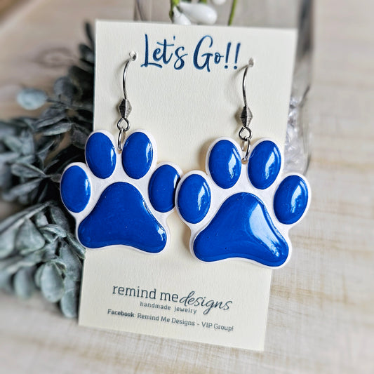 **MADE TO ORDER** Blue Paw Clay Dangle Earrings