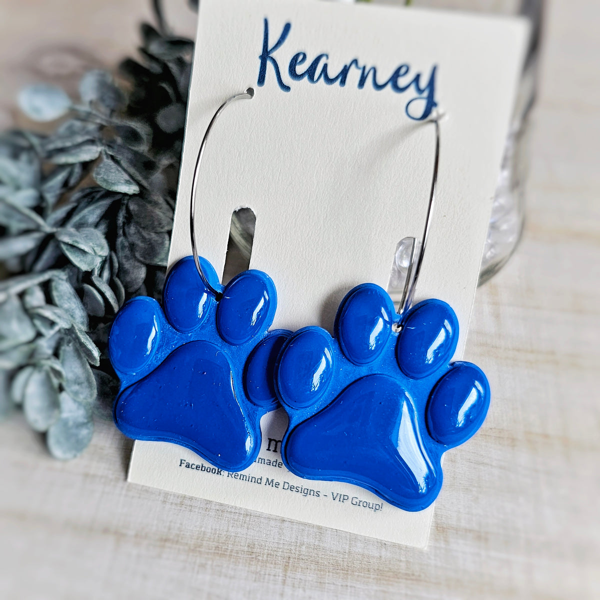 Blue Paw Clay Dangle Earrings
