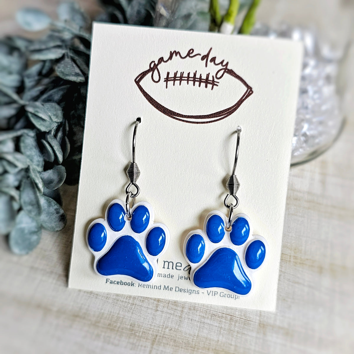 **MADE TO ORDER** Blue Paw Clay Dangle Earrings