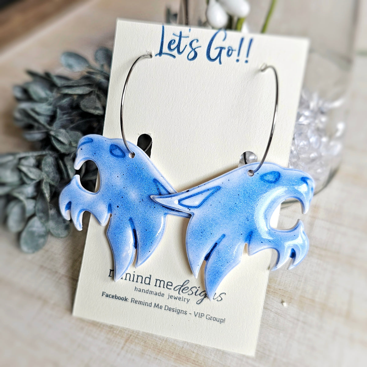 Blue Bobcats Clay Dangle Earrings